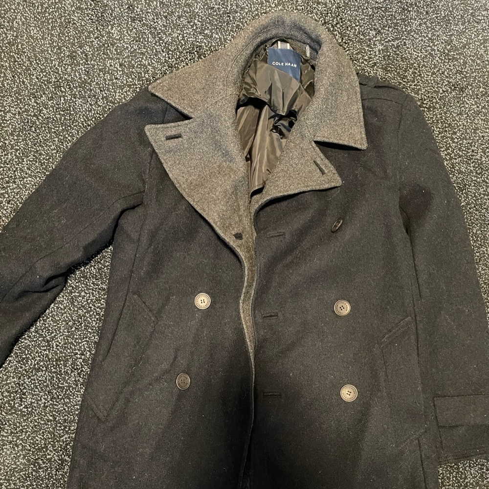 Cole Haan pea coat navy and grey size small